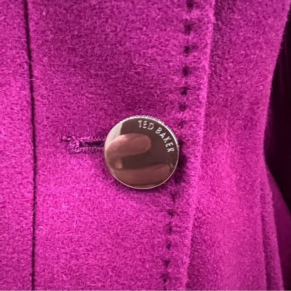 NWOT Ted Baker Magenta Berry Asymmetrical Wrap Drytaa Belted Wool Cashmere Coat - Picture 6 of 15